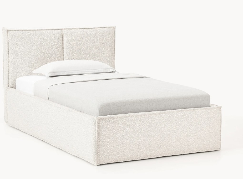 Bouclé gestoffeerd eenpersoonsbed Dream met opbergruimte