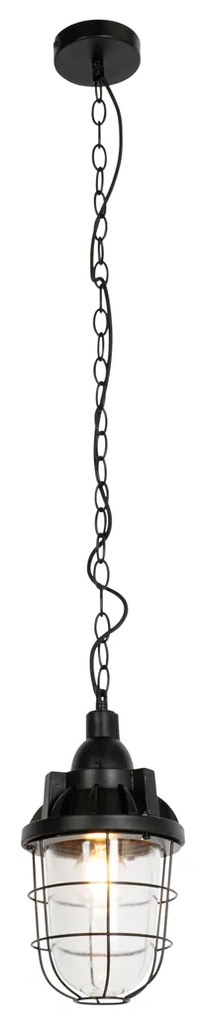 Industriële hanglamp zwart met glas - Cabin Industriele / Industrie / Industrial E27 rond Binnenverlichting Lamp