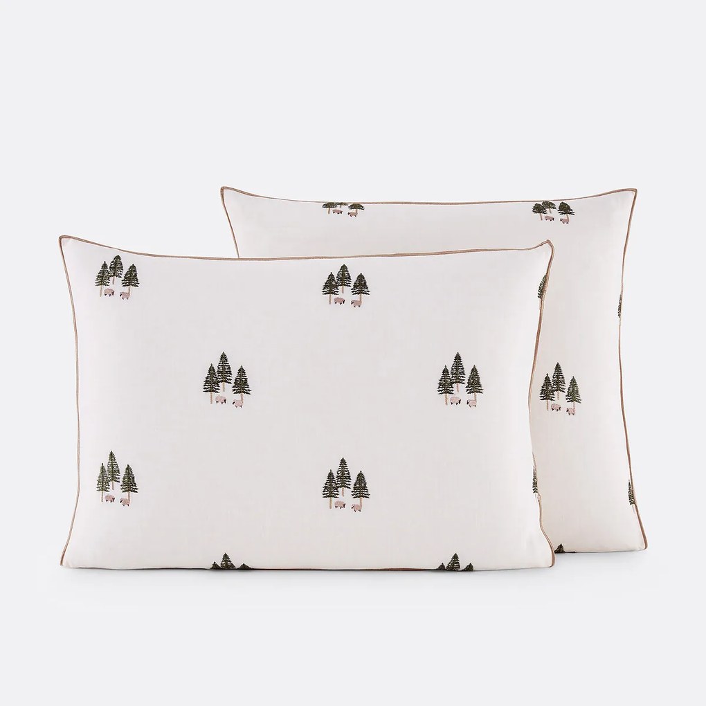 Geborduurd katoen/gewassen linnen kussensloop Anton