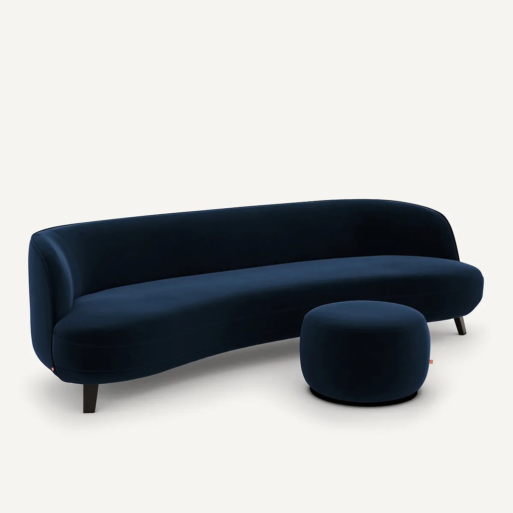 XL poef, in fluweel, Rosebury, ontwerp door Emmanuel Gallina