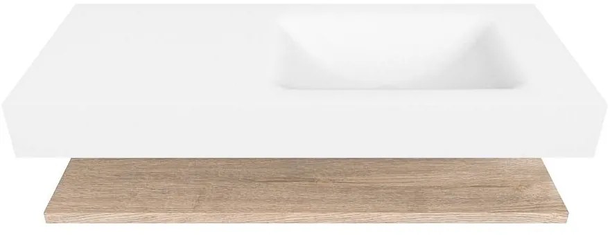 Zaro Alan badmeubel 110cm met planchet washed oak en vrijhangende wastafel cloud rechts zonder kraangat talc
