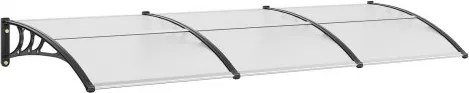 VEVOR Voordeurluifel 965 x 2975 mm Dakbedekking UF50+ PC Zonwerende Folie Voordeurluifel PC Plaat + ABS Beugel + Aluminium Connector Voordeurluifel UV-bestendig Voordeurdak Voordeurluifel met lessenaarsboog