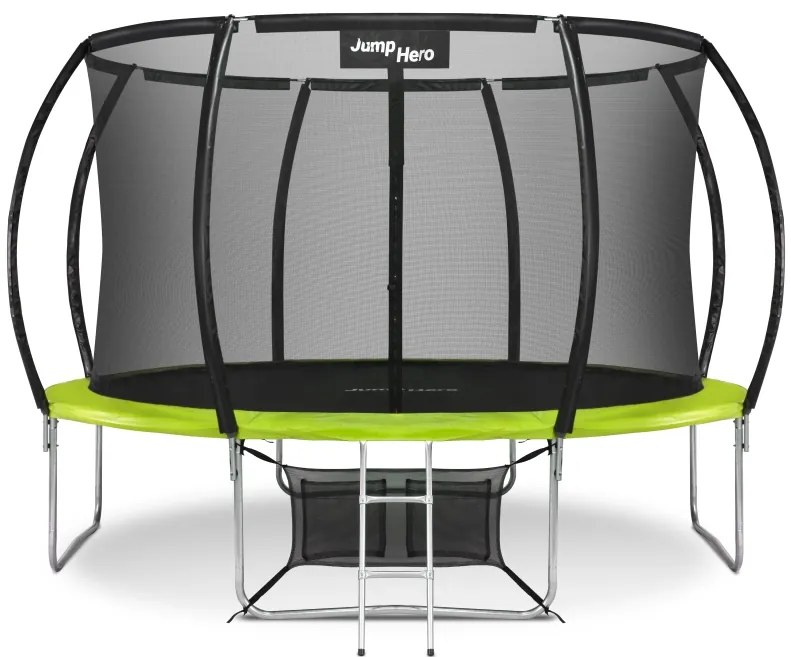 Premium tuintrampoline met veiligheidsnet aan binnenkant 366 cm Jump Hero 12FT groen