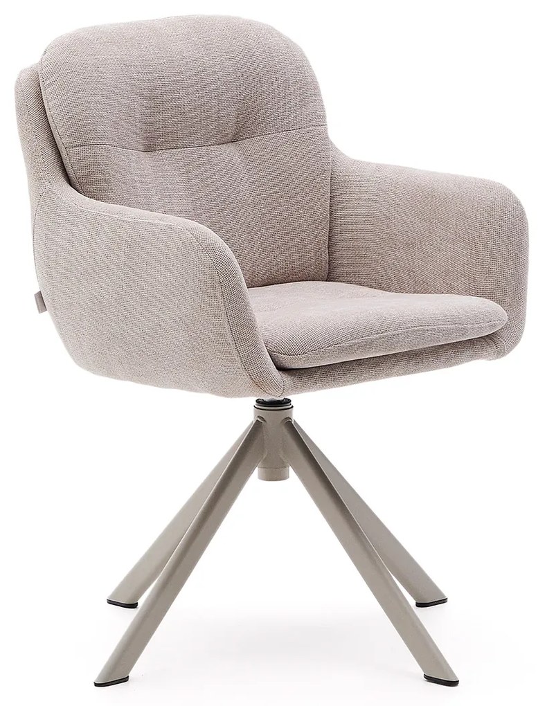 Kave Home Lexa Draaibare Eetkamerstoel Beige Chenille