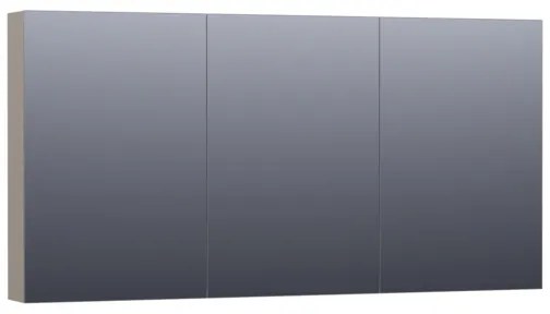 Saniclass Dual spiegelkast 140x70x15cm verlichting geintegreerd rechthoek 3 draaideuren Mat Taupe MDF 7173
