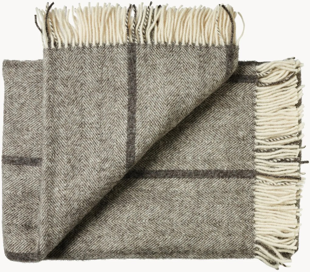 Wollen plaid Askø met franjes