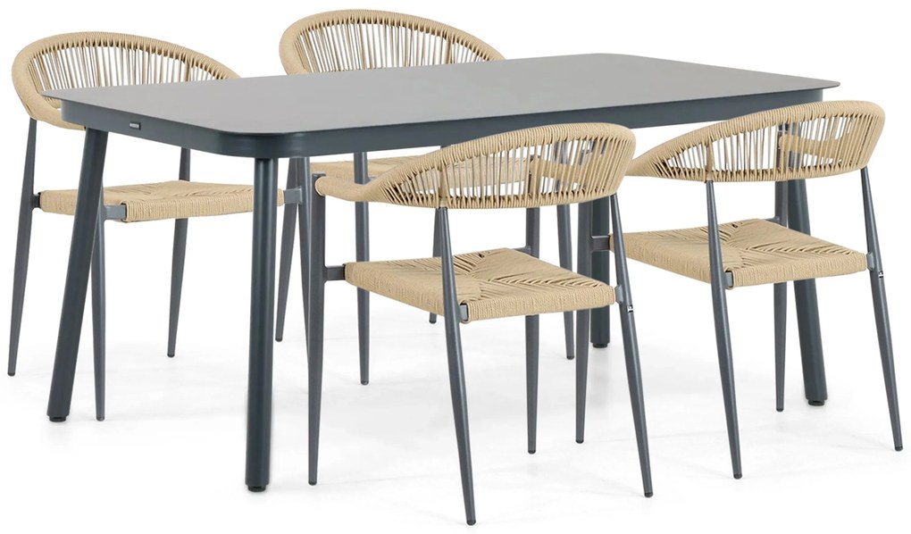 Tuinset 4 personen 160 cm Aluminium/rope Taupe Lifestyle Garden Furniture Granada/Tavano