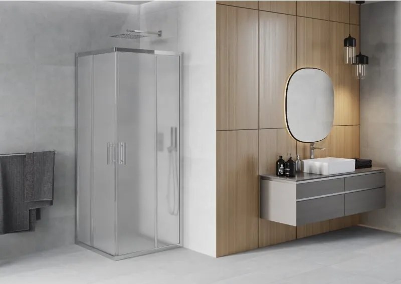 Mexen Rio vierkante douchecabine 80 x 80 cm, matglas, chroom - 860-080-080-01-30