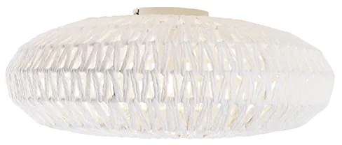 Retro plafonnière wit touw rond - Lina