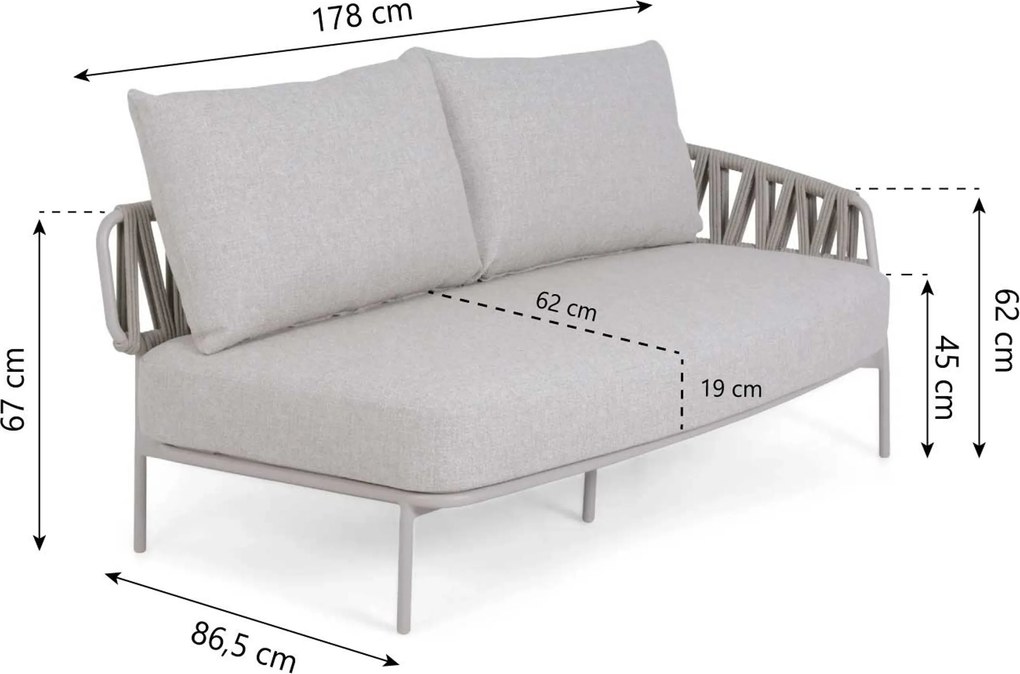 Hoek loungeset 5 personen Rope Taupe 4 Seasons Outdoor Calma/Toscane