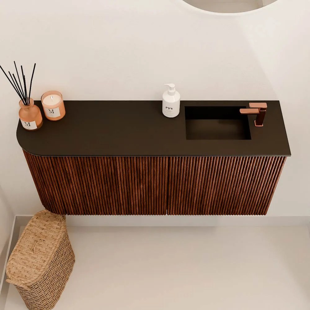 Mondiaz Joya 90cm toiletmeubel ronding links ruby met wastafel faye rechts 1 kraangat urban