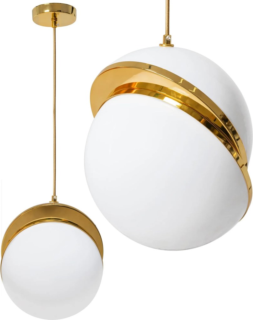 Plafondlamp hangend acryl bal wit goud APP481-1CP