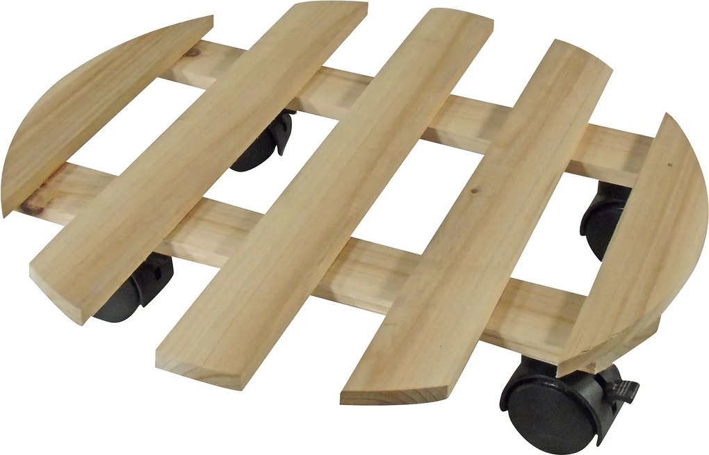 Nature planttrolley met 4 wielen - vuren - Diameter 35 x H8cm