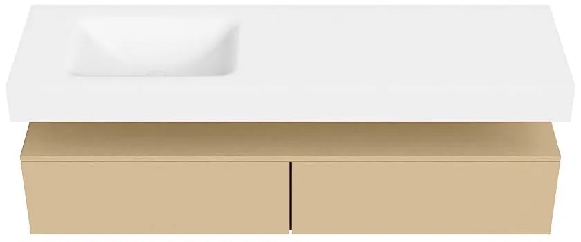 Zaro Alan badmeubel 160cm sand 2 lades met vrijhangende wastafel cloud links zonder kraangat talc