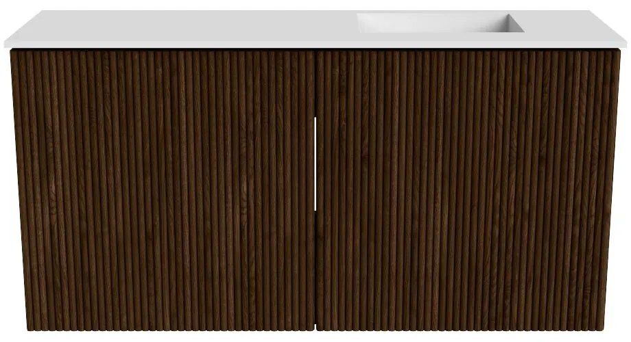 Mondiaz Joya 80cm toiletmeubel walnut met wastafel faye rechts zonder kraangat talc