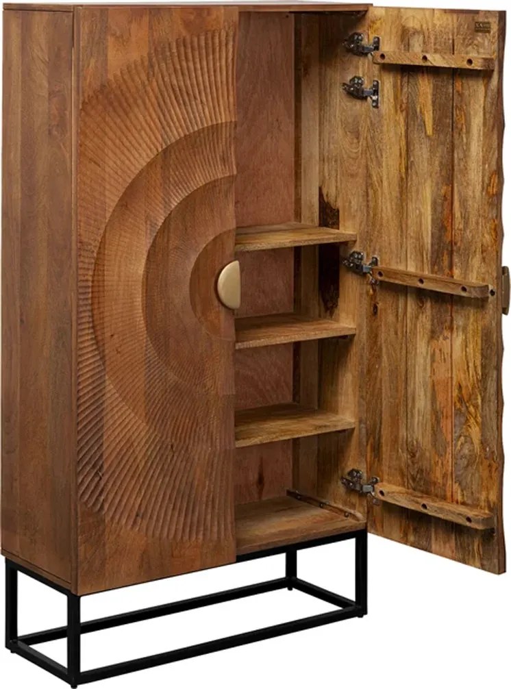 Unieke Kast Met Houtsnijwerk Deuren - 76x30x140cm.