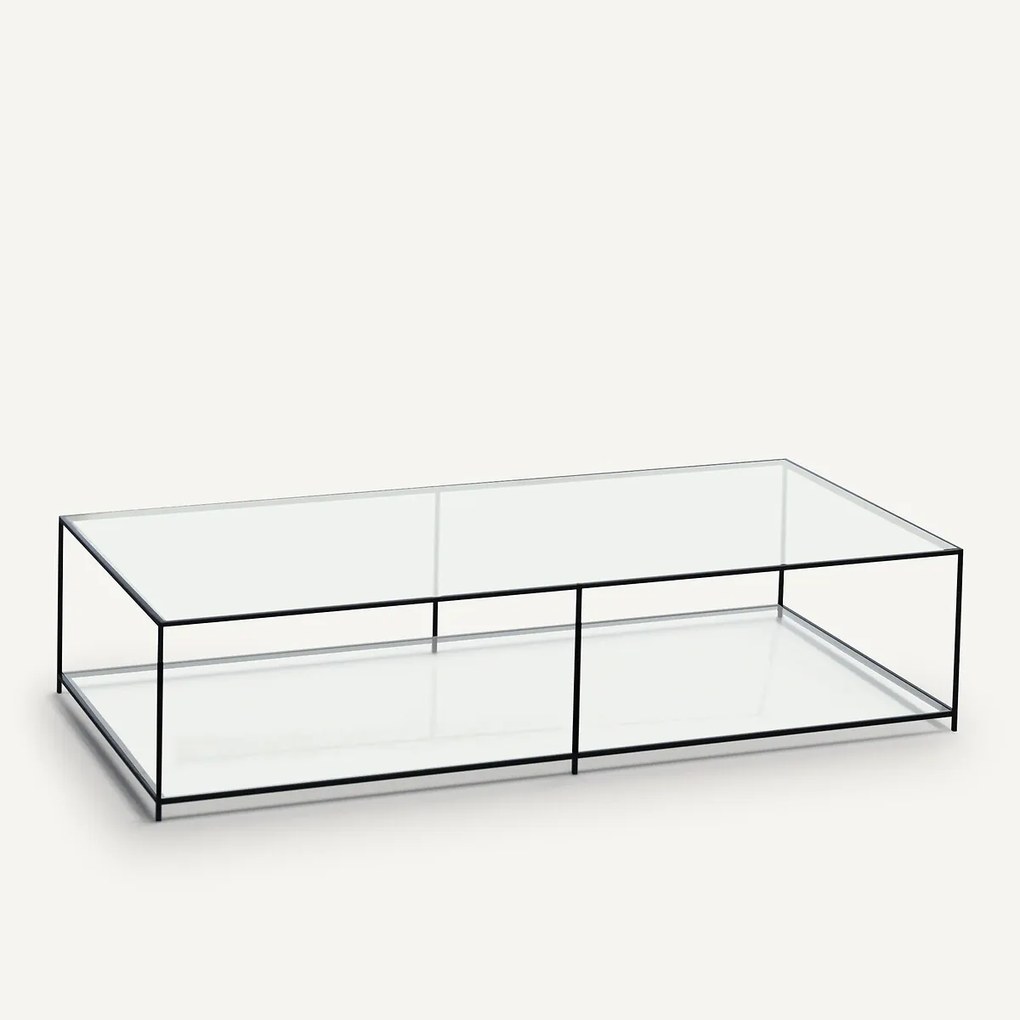 Rechthoekige salontafel in gehard glas Sybil