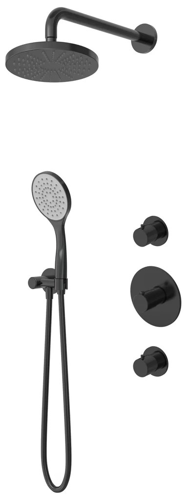Hotbath Buddy IBS12 inbouw regendouche 30cm met 3 standen handdouche en plafondbuis 30cm geborsteld zwart PVD