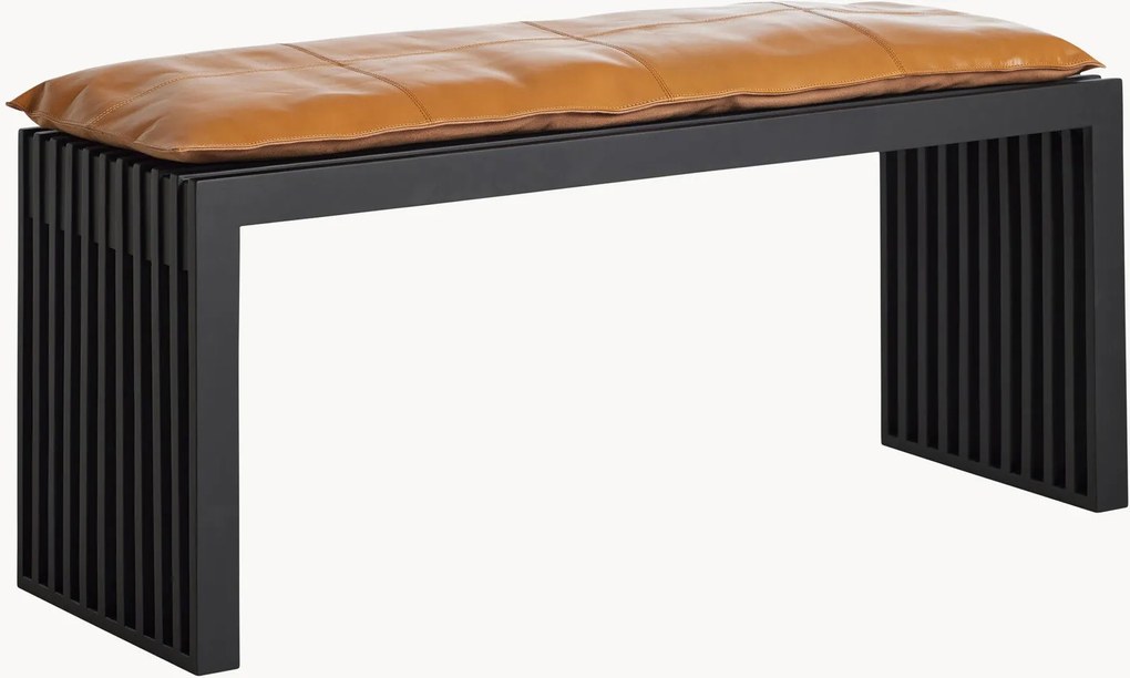 Mahoniehouten bank Ribbet met leren kussen