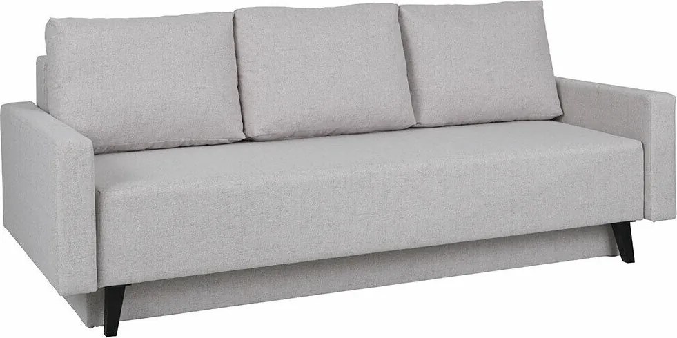 Slaapbank Delbene 128, Aantal zitplaatsen: 3, Aanwezig, Glanzend zwart, Grijs, 86x215x95cm, 101.01 kg, Poten: Kunststof