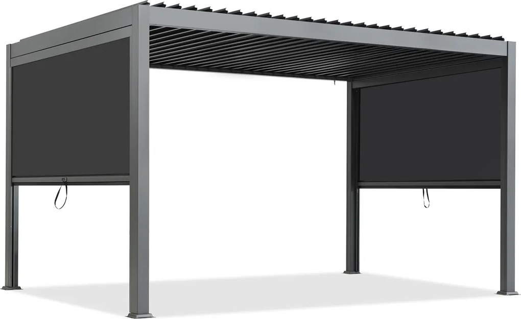 Lagos 3x4 vrijstaande terraspergola met 3m Garden Point antraciet zijrolluiken