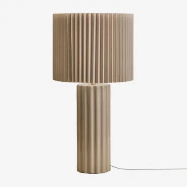 Tafellamp In Keramiek En Marvila-stof Beige – Crème & ↑60 Cm - Sklum