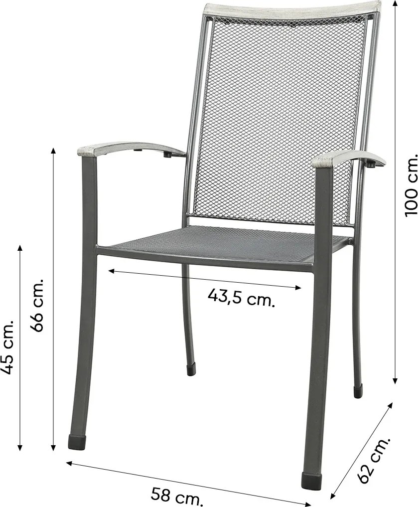 Royal Garden Balero stapelbare balkonset 3-delig strekmetaal 60x60 cm.