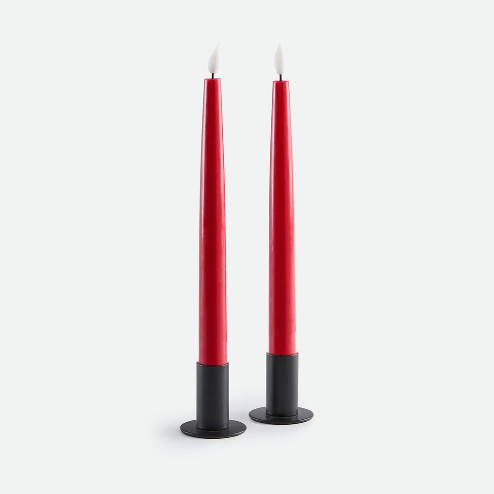 Set van 2 ledkaarsen, van was, hoogte 24,5 cm