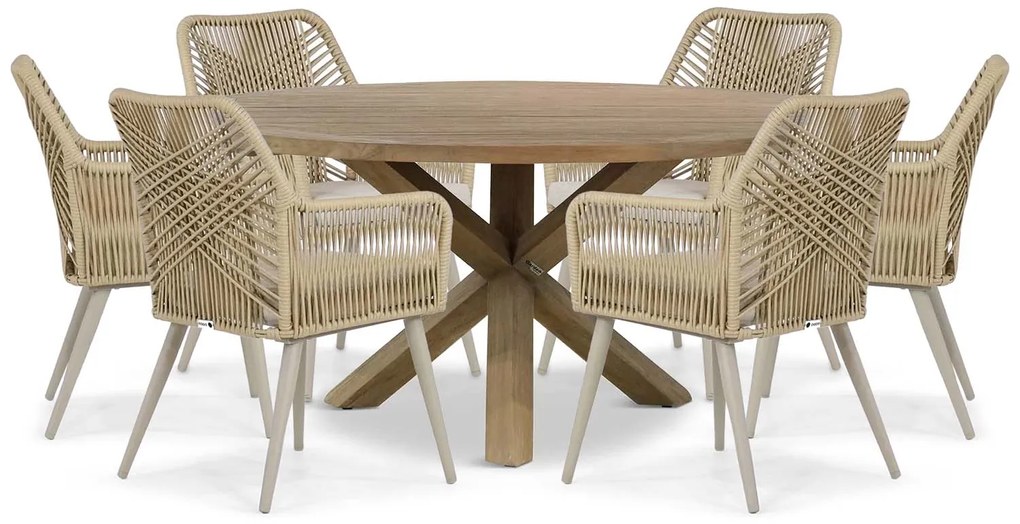 Tuinset Ronde Tuintafel 6 personen 160 cm Aluminium/wicker Taupe  Coco Vedra/Sand