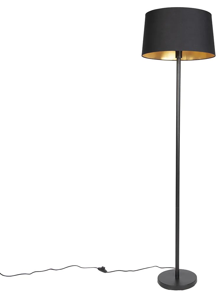 Stoffen Smart vloerlamp met dimmer zwart met zwarte kap 45 cm incl. Wifi A60 - Simplo Modern E27 rond Binnenverlichting Lamp
