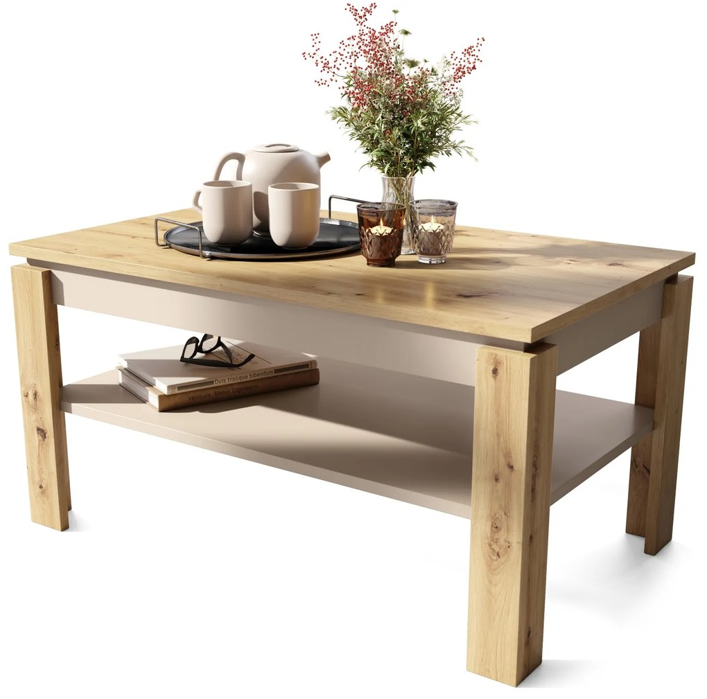 ASTI-R Artisan eiken/beige - moderne salontafel met uitschuifbaar blad