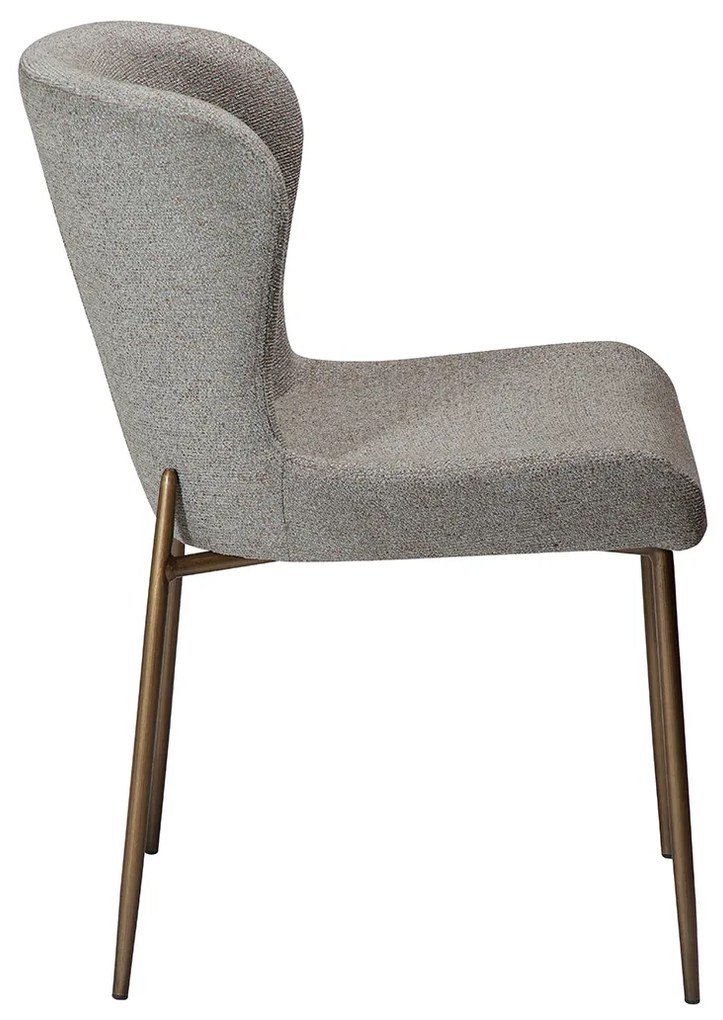 Dan-Form Glam Luxe Eetkamerstoel Boucle Grijsbruin En Antique Brass