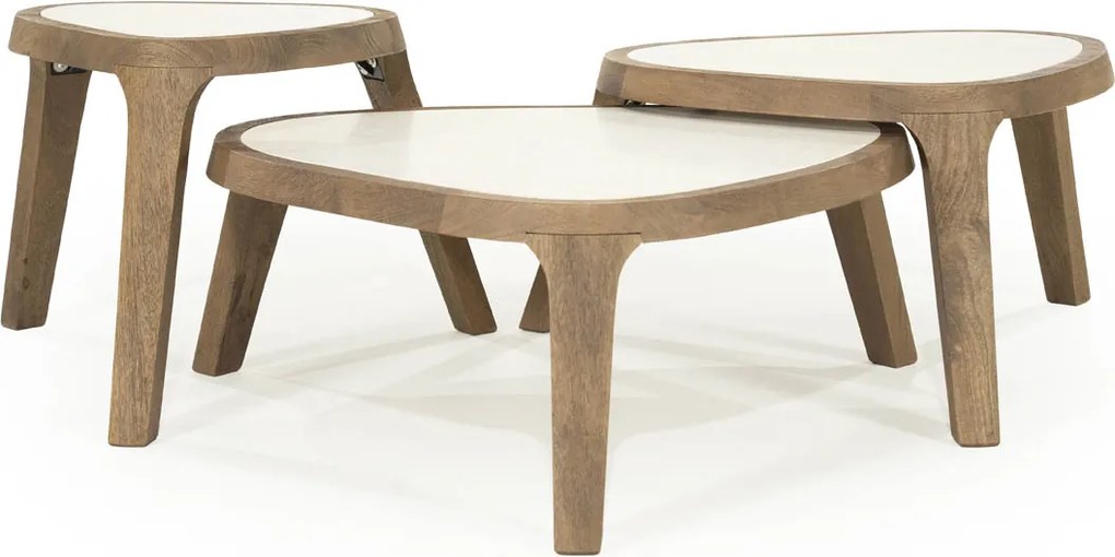 Salontafel Hout Met Marmer 60x51 Cm - 60 X 51cm.