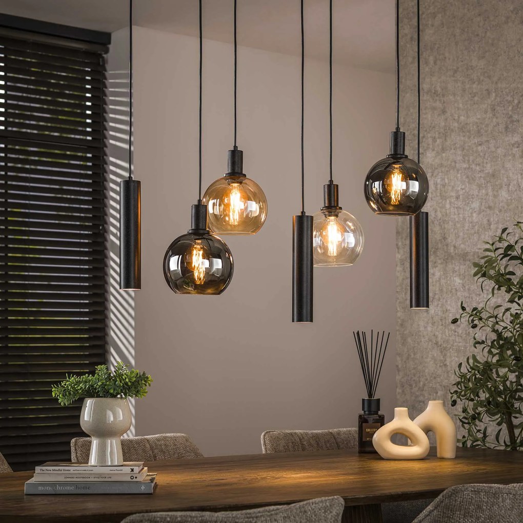 Design Hanglamp Met Glazen Bollen Zwart