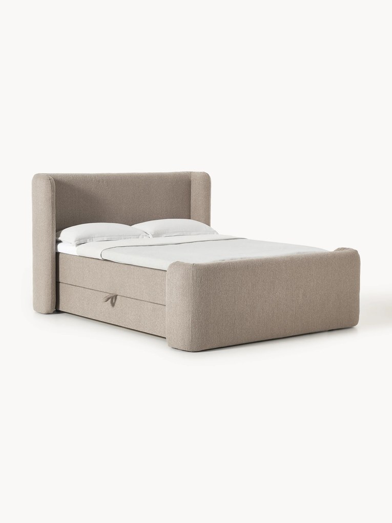 Bouclé divan bed Perla met opbergruimte