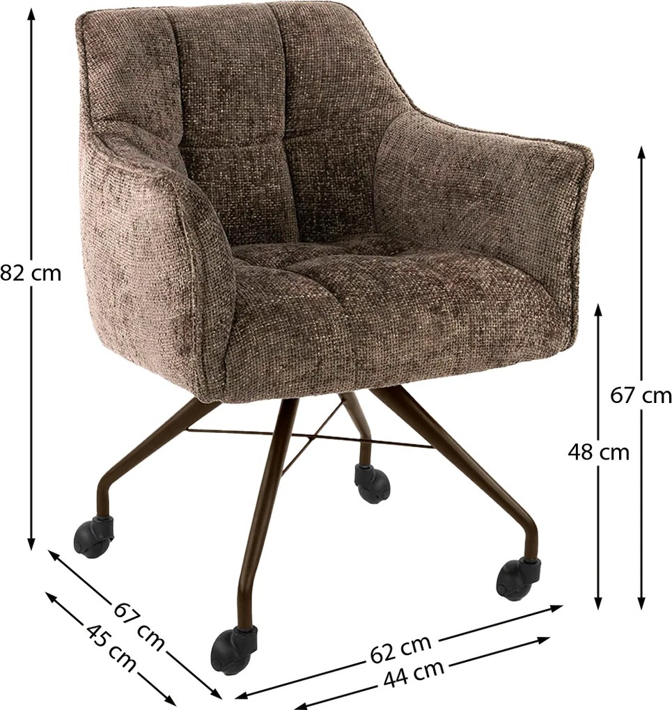 Raster Armstoel Met Wieltjes Taupe