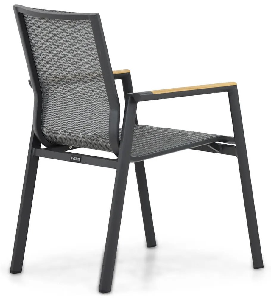 Tuinstoel stapelbaar Aluminium/textileen Grijs-antraciet Lifestyle Garden Furniture Fiora  met kussen