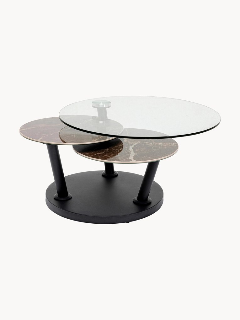 Ronde salontafel Avignon met draaibare tafelbladen in marmerlook