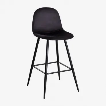 Set Van 2 Hoge Krukken Van Glamm-fluweel Zwart & Zwart & ↑75 Cm - Sklum
