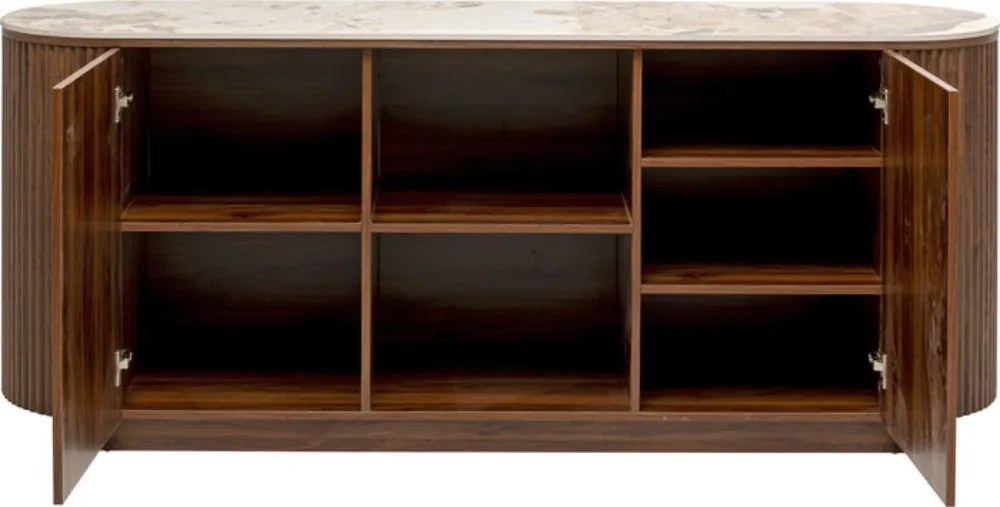 Hout Dressoir Met Marmer - 180x45x76cm.
