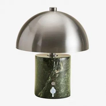 Draadloze Led-tafellamp Voor Buiten Van Ijzer En Natuursteen Nicolas Groen Marmer Forest - Sklum