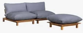 2-delige Modulaire Verstelbare Bank Met Poef Van Acaciahout Brina Blauw Grijs - Sklum