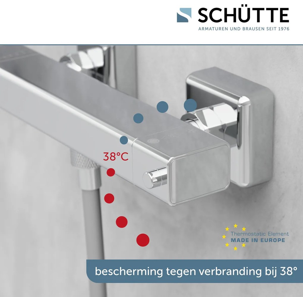 Schutte Signo thermostatische douchekraan vierkant chroom