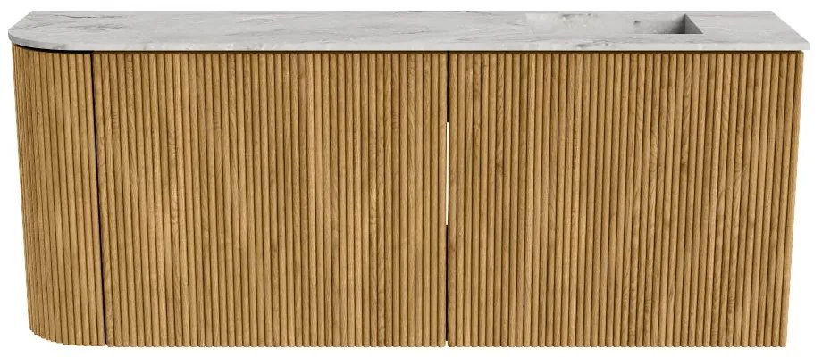 Mondiaz Joya DLux 100cm toiletmeubel ronding links oak met wastafel faye rechts zonder kraangat glace