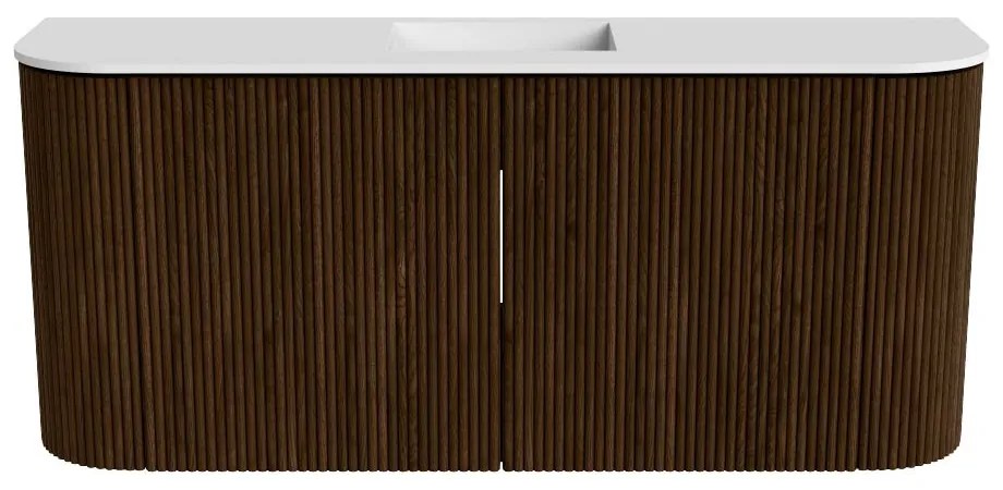 Mondiaz Joya 95cm toiletmeubel ronding links/rechts walnut met wastafel faye midden zonder kraangat talc