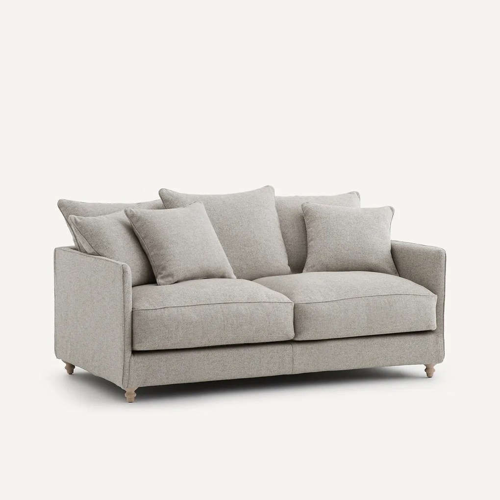 Compacte slaapbank in viscose met structuur en linnen, LAZARE