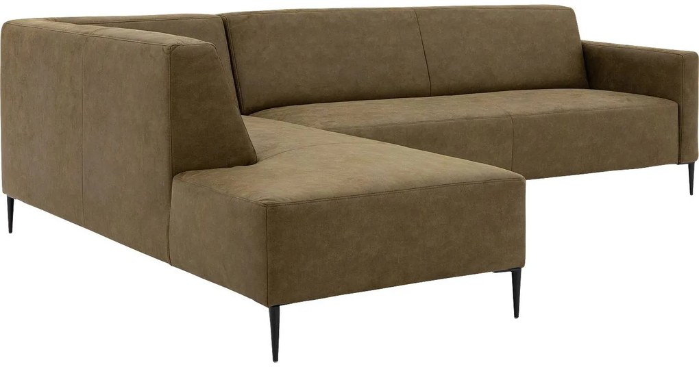 Goossens  Key West groen, micro leer, 3-zits, modern design met ligelement links