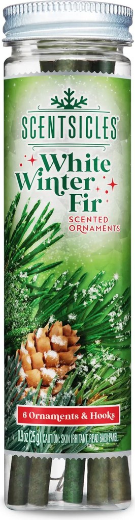Scentsicles kerstornament geurstokjes - White Winter Fir - 6 stuks