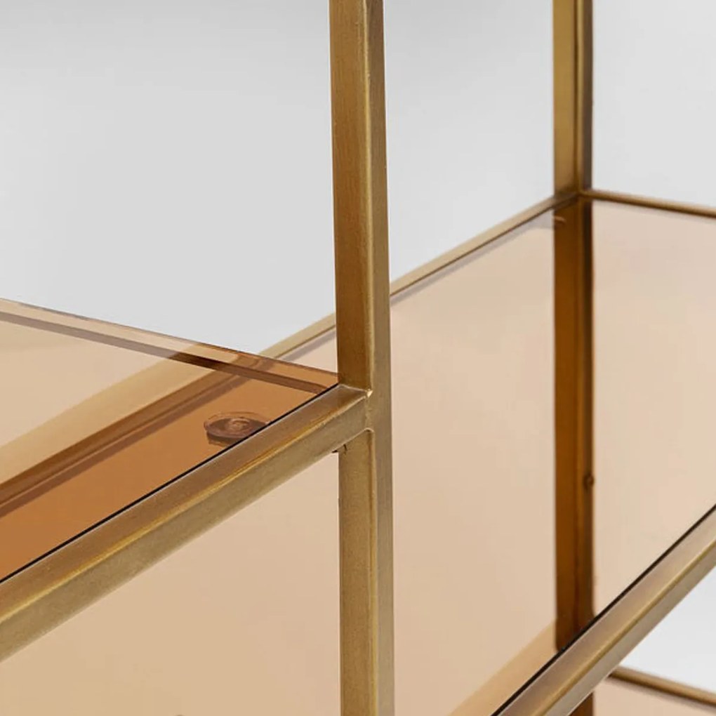 Hoog Wandrek Staal Met Glas Goud - 115x30x195cm.