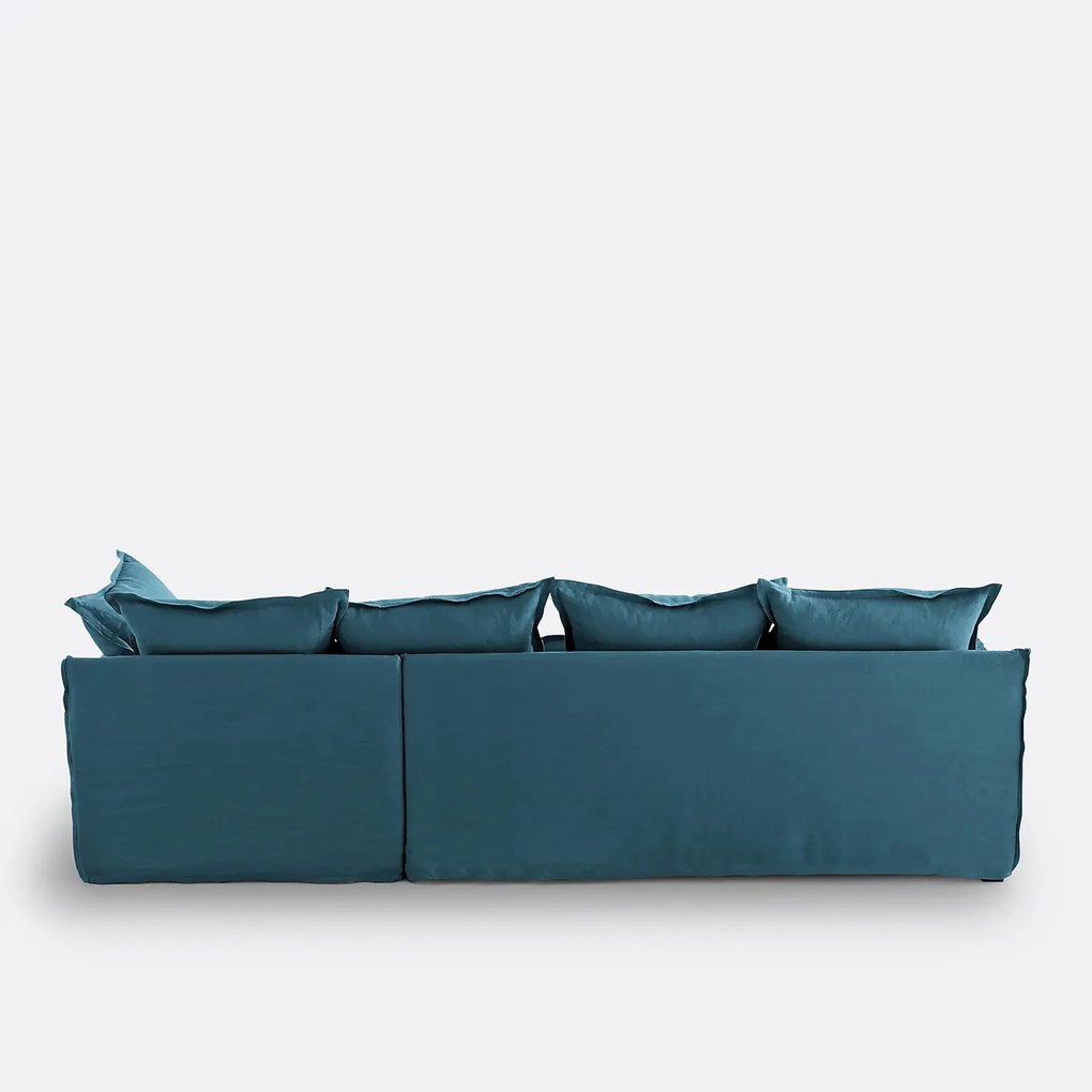 4-zits hoekbank met afneembare hoezen, omvormbaar, in gekreukt linnen, Odna